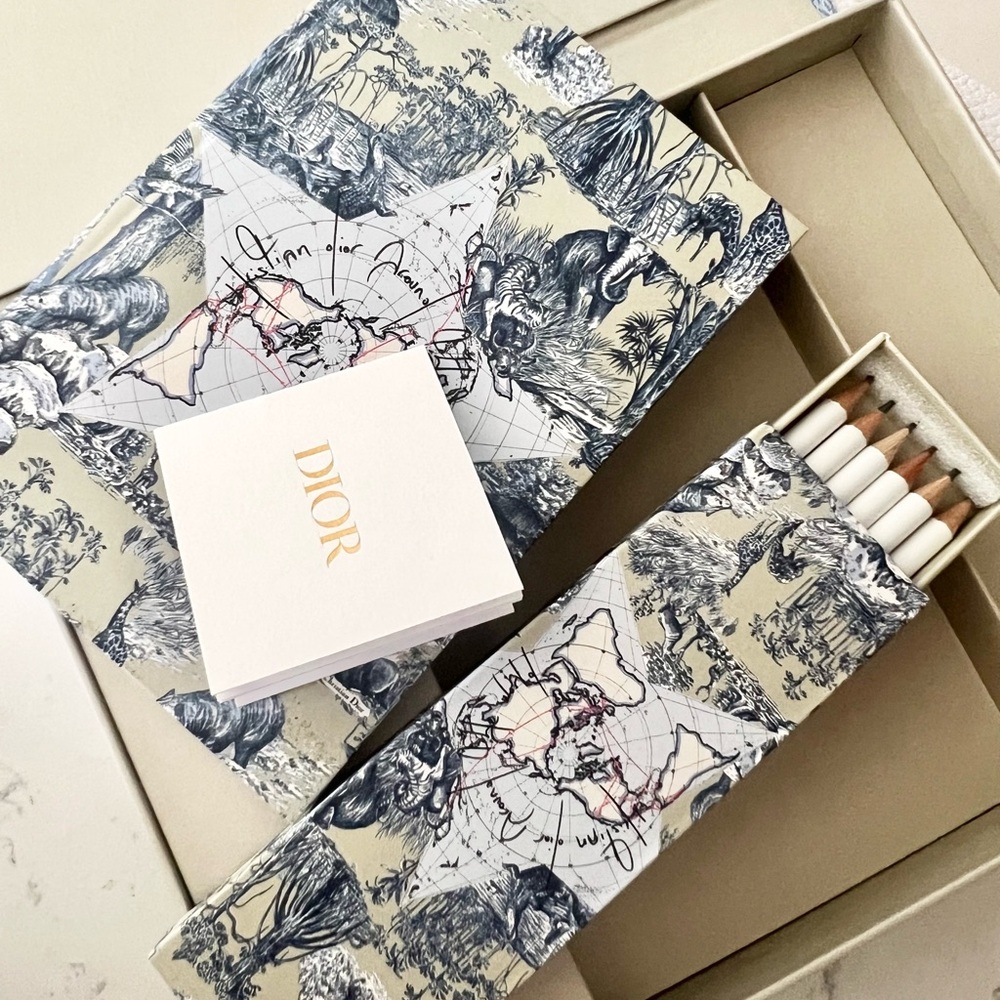 Dior Exclusive “Around the World” motif Notebook and Pencil Set